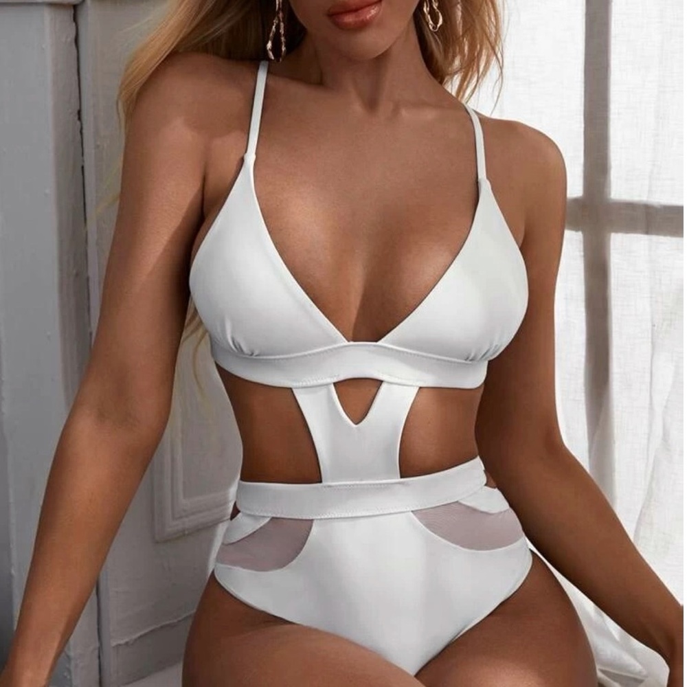 Contrast Mesh Cut-Out One Piece